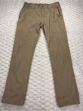 EDDIE BAUER LINED KHAKI  WORK PANTS 38X36 OUTERWEAR STRAIGHT CUT LEGS